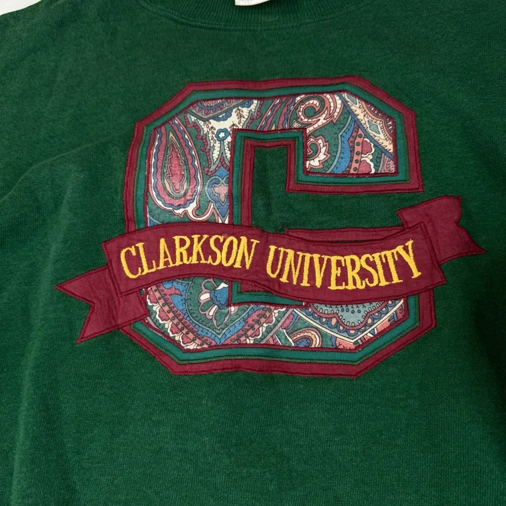VTG Clarkson University Hanes Sweatshirt Men Large Green Crewneck Golden Knights - Picture 4 of 11